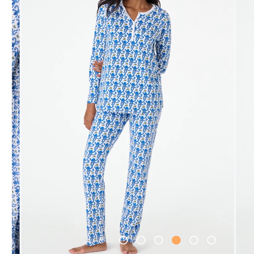Roller Rabbit Blue Monkey Pajama Set